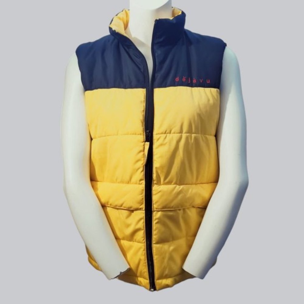 Dejavu Puffer Sporty Vest- Color Block Blue/Yellow- Size 14 Youth (Small…